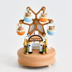 Woodylands Music Box. Kitty Cat & Friends Ferris Wheel. Love Story Tune | D11cm x 17cm Tall. Spinning Ferris Wheel with Swinging carts. Beechwood Material Comes in a Premium Gift Box