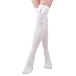 Birthday Decoration Set High Stockings Black White Knee High Socks With Bows Women's Knee High Socks Over Knee Long Tights For Girls Ladies Festival Decorations Outdoor Party (White, One Size)