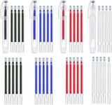 THJOPOKEEL 4 Pieces Heat Erasable Pens with 40 Refills for Quilting Sewing, Heat Erasable Fabric Marking Pens, High Temperature Vanishing Disappearing Fabric Marker Pen for Dressmaking, Fabrics