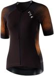 MY KILOMETRE Women's Triathlon Top, Padded, Quick-Dry,Slimming Fit, Secure Lock Zipper, Back Pockets, UPF 50+ UV Protection Black Brown