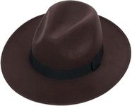 CLOTHERA Paper Wool Wide Brim Trilby Felt Jazz Fedora Hats for Women & Men Beige (in, Alpha, Free Size, Brown)