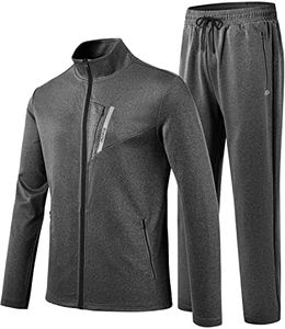 MoFiz Men's Tracksuits Set Long Sleeve Causal Full Zip Running Sports Sweatsuit For Men 2 Piece Outfits, B-dark Grey, Large