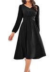 GRACE KARIN Women 2024 V Neck Chiffon Elegant Cape Sleeve A-Line Cocktail Dress Fashion High Waist Evening Dress Black XXL