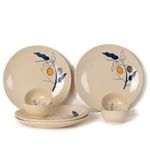 Bodhi House Handcrafted Stoneware Ceramic Dinner Set|8 Pieces Serving for 4|Microwave and Dishwasher Safe|Bone-ash Free|Crockery Set for Dining and Gifting|Plates and Bowls Set|Feather White