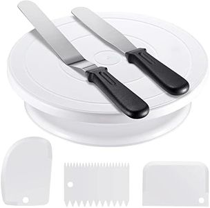 Kootek Cake Decorating Kit Baking Supplies Cake Turntable with 2 Frosting Straight Angled Spatula 3 Icing Smoother Scrapers Baking Accessories Tools for Beginners and Pros, White