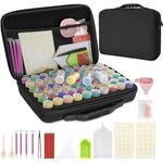 60 Slots Diamond Painting Storage Containers, TORIBIO 90 PCS Diamond Painting Accessories and Tools Kit Portable Storage Box for DIY Art Craft Jewelry Beads Rhinestones Organizer Case, Black