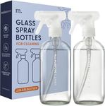 MAISONOVO Glass Spray Bottles for Cleaning | 16.9 fl oz Clear x 2 with 16 Labels