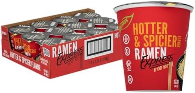 RAMEN EXPRESS Hotter and Spicier Flavor Ramen Cup Noodle, 2.25 Oz Each (Pack Of 12) | Animal-free Ramen Noodles | All Plant-based | Made in U.S. with finest American flour