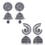 MEENAZ Earrings for women fashion jhumka oxidised Silver Earrings for women Combo chandbali pearl stylish Butterfly jhumkas traditional Jhumki Peacock Earrings For girls South Temple Ear Rings -M362