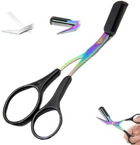 Eyebrow Trimmer Scissor, 2 in 1 Eyebrow Scissors with Comb Stainless Steel Professional Eyebrow Trimmer, Eyebrow Cutter Hair Removal Eyebrow Scissors Makeup Tool for Men Women (Black)