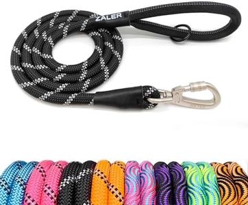 ZALER Rope Dog Leash, 4/5/6/10/15/20/30/50 Foot Reflective Dog Leashes with Carabiner, Heavy Duty Dog Lead for Large and Medium Dogs (5FT, Black)