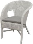 Bella Rattan Chair in White with Cushion – Stacking Armchair Made of Natural Rattan