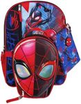 Spider-Man Miles Morales and Peter Parker Kids 16" Backpack and Lunch Bag 5 Piece Set