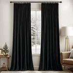 MIULEE Black Velvet Curtains Pencil Pleat Curtains for Bedroom 2 Panel Set, Super Soft Luxury Home Decor Velvet Curtains Living Room, Thick Room Darkening Curtains 90 Drop, Each 46 x 90 Inche