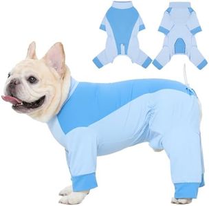 IECOii UPF 50+ Sun Protection Dog Shirt, Quick Dry Lightweight Breathable Cooling Vest for Medium Dogs, Four-Legged Dog Clothes for Summer Outdoor Activities, Blue, M