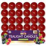 30pk Fresh Berries Scented Tea Lights Long Burning Tea Lights Red Tealight Candles Scented for Home Decor Red Tea Lights Long Lasting Tea Lights Romantic Tea Candles for Room Scented Tealight Candles