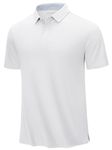 TACVASEN Mens White Polo Shirts Short Sleeve Pique Cooling Golf Polo Shirts for Men Moisture Wicking Soft Collared Shirt Tennis Polo T Shirts 2XL