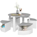 AIYAPLAY Kids Table and Chairs Set, 5-Piece Childrens Table and Chair Set with Storage, Children Activity Table for Toddler 3-8 Years Old, Grey