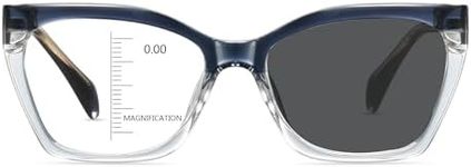 HOOBAY Photochromic Progressive Multifocus Reading Glasses Women,Progressive Readers No Line Quick-Transition Sunglasses (Gradient Blue, 2.25, x)