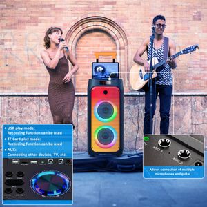 JYX Karaoke Machine with 2 Wireless Mics – 500W Bluetooth Party Speaker with LED Lights, USB/AUX/SD/TWS