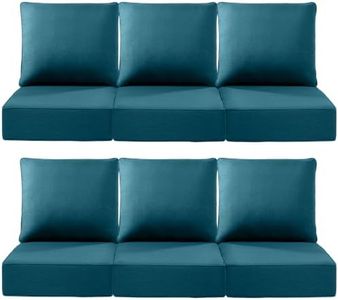 ACTREST Luxury 22x24/22x25 6-Inch Outdoor Deep Seat Cushions Set of 6 - Comfortable Patio Zipper Chair Cushion for Wicker Dining Rocking Swivel Chairs Loveseat Couch Sectional Sofa - Peacock Blue
