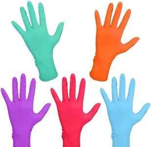 Cuffbow 50 Pairs Disposable Nitrile Gloves for Kids Ages 5-12 Kids Gloves for Crafting Cleaning Latex Free (Multicolored)
