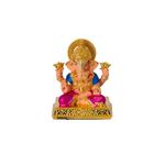 House Of Wemy 24k Gold Plated Ganesh Idol/Murti for Car Dashboard, Office Table, Gifting and Home Aesthetic Decoration