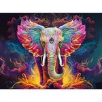 HASTHIP® DIY 5D Diamond Painting Kit, Full Drill Diamond Art Painting Kit with Tools and Accessories, Wall Decor Colorful Elephant 5D Diamond Painting Kit for Adults Beginners, 15.8 * 11.8 inch