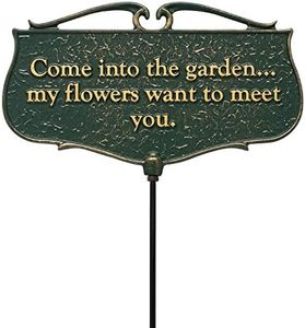 Whitehall 10043 Cast Aluminum Come Into The Garden. Sign, Green