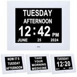 Jaihonda Large Digital Day Calendar Clock,Dementia Clocks with Day and Date for Elderly,8 Alarm Options Memory Loss Clock,Alzheimers Clock for Seniors