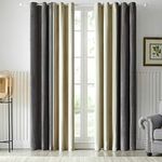 OMMATO Blackout Velvet Grey Ivory Curtains Soft Eyelet Darkening Living room Curtains Thermal Insulated Bedroom 46 x 72 inch Curtains 2 Panels