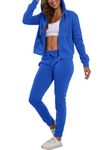 Xmgelp Two Piece Outfits for Women Tracksuit Sweat Suits Workout Jogging Sets Loungewear with Pocket, Blue XL