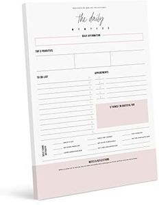 Bliss Collections Daily Planner with 50 Undated 8.5 x 11 Tear-Off Sheets - Simple Pink Self-Care Calendar, Organizer, Scheduler, Productivity Tracker for Organizing Goals, Tasks, Notes, To-Do Lists