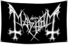 DecrPlus Distressed Flag The Black Metal Music Banner 3x5ft (HD Printing, Durable 150D Polyester) Garage Man Cave Tapestry Album Poster