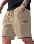 SMOWKLY Authentics Classic Men's Ribbed Polycotton Relaxed Fit Cargo Stretch Shorts || Half Pant with Drawstring & 4 Pockets || Lightweight & Quick Dry (1668_CK_L)