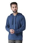 Kalt Men's Cotton Blend Hooded Neck, Zipper and Round Neck Hoodie (TM611 BL XL_Blue_XL)