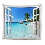 Boyouth Tapestry Wall Hanging,Beach Outside The Window Pictures Digital Print Wall Tapestry Home Decor for Living Room Bedroom Dorm,78.7" Wide by 59.1" High