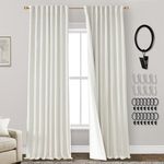 PANELSBURG Blackout Curtains 84 Inch Length 2 Panels Set,Linen Black Out Pleated Back Tab Room Darkening Insulated Thermal Curtains for Winter Living Room Bedroom 84 Inches Long,Cream Ivory,Two Panel