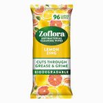 Zoflora Lemon Zing Biodegradable Wipes, Antibacterial Multi-surface Cleaning Wipes, Kills 99,9% of Bacteria & Viruses, Convenient, Quick Cleaning, 1 Pack (96 Sheets)