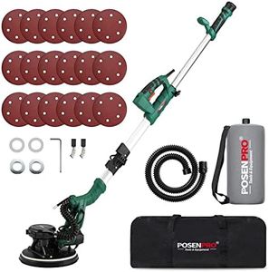 POSENPRO Ponceuse Girafe 810W, Ø 215 mm Ponceuse Mur et Plafond avec Système d'Aspiration Automatique, 5 Vitesses Variables Lumières LED Manche Télescopique 18 Disques Abrasifs