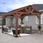 Backyard Discovery Arlington 12x12 All Cedar Gazebo, Walnut, Insulated Steel Roof, Water Resistant, Wind Resistant up to 100 MPH, Withstand 7,886 lbs of Snow