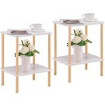 APICIZON 2 Tier Side Table Set of 2, Narrow End Table with Storage Shelf, Bedside Table Nightstand for Small Spaces, Bedroom, Living Room, Entryway, Farmhouse, No-Tool Assembly, White & Oak