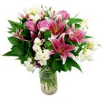 Cascade Fresh Flower Bouquet - Stunning Fresh Flowers in Lovely Pink and White Tones