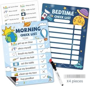 JJPRO Kids Daily Schedule Whiteboard-Fridge Magnet to Log Bedtime Routine-Outer Space Morning Routine Activity Poster,Dry Erase Routine Chart Checklist for Kids at Home