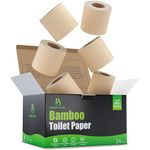 Premium Bamboo Toilet Paper, PFAS Free, Chemical Free Toilet Paper, Unbleached, (24) 3PLY & 300 Sheets, FSC Certified, Organic Brown, Plant-Based, Tree-Free, Plastic Free, BPA Free (24)