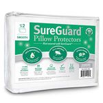 Set of 2 Smooth SureGuard Pillow Protectors - 100% Waterproof, Bed Bug Proof, Hypoallergenic - Premium Zippered Cotton Covers - 10 Year Warranty - Standard Size