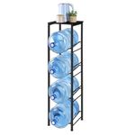 5 Gallon Water Jug Holder Heavy Duty 4 Tier Water Bottle Holder with Storage Shelves Water Jug Rack for 5 Gallon, Water Cooler Dispenser Stand Organizer for Office Living Room, Black