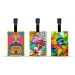 Ultra 3D Lenticular Luggage/Bag/Travel ID Label Tags for Suitcase & School Bags | Set of 3 | Namastey Bharat + Boom + Parrot Theme