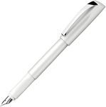 Schneider Ceod Shiny Fountain Pen (Right and Left-Handed Hands, M Nib, incl. Ink cartridge royal blue) pearl white