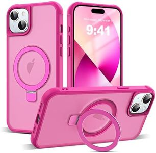 SKYLMW Compatible with iPhone 13 Case & iPhone 14 Case with Invisible Magnetic O-Ring Stand Translucent Case for iPhone 13 & 14 6.1" [Compatible with MagSafe][Great Grip Feeling], Rose